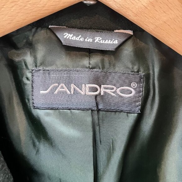 Dark Green Sandro Women's Wool Blazer Jacket Size 10 - Picture 2 of 4